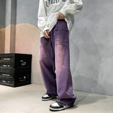 Riolio Purple Wide Jeans for Men Ins Fashion Hip Hop Denim Trousers Vintage Casual Pants Streetwear Oversized Bottoms Male Y2K Clothes