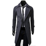 Mens Double Breasted Trench Coat Wool Blend High Quality Brand Fashion Casual Slim Fit Solid Color Mens Clothing Coat Jacket