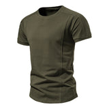 New Men's Short Sleeved T-shirt for Foreign Trade Pure Cotton Base Shirt Summer Solid Color Round Neck Half Sleeved Loose Fit