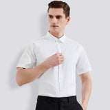 Riolio Men's Bamboo Fiber Shirts Short Sleeve Stretch Solid Summer Standard-fit Business Easy-care Dress Shirts AEchoice