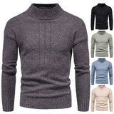 2024 Autumn and Winter New Foreign Trade Men's Solid Color Knitted Shirt Half High Neck Sweater Casual Underlay Top