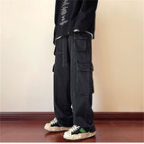 Riolio Spring Autumn Trousers y2k baggy jeans for men Wide leg Pants Pockets Elastic Waist Streetwear Loose comfortable Pants