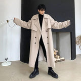 Riolio Fashion Casual Overcoat Men's Autumn Winter Cotton Warm Windbreaker Long Handsome Student Loose Coat Top Trench Men Clothes