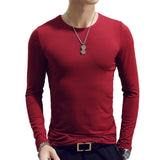 Spring Summer Period Long Sleeve Cultivate Ones Morality Men's T-shirt O-neck Solid Polyester T Shirt Men Red Blue Black