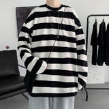 Privathinker Harajuku Striped T shirts For Men Oversized Tees Man Casual Long Sleeve Tshirt Woman Loose Pullovers Tops 5XL