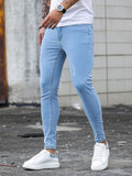 Streetwear Men's Jeans Ripped Skinny Hip Hop Man Fashion Estroyed Oversize Pants Solid Color Male Stretch Casual Denim Trousers