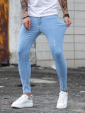 Streetwear Men's Jeans Ripped Skinny Hip Hop Man Fashion Estroyed Oversize Pants Solid Color Male Stretch Casual Denim Trousers