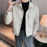 Riolio Autumn Winter New Woolen Jacket Men's Korean Slim Fit Lapel Short Casual Jacket Streetwear Business Social Overcoat Coat 3XL-M