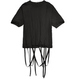 Riolio Techwear Black Plus Size T-shirt Men's Short Sleeve Tee Japanese Summer Tops Cotton Streetwear Hip Hop 4XL Ribbon