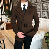 Riolio New Men's Double Breasted Woolen Coat Winter Trench Coat Long Male's Overcoat High Quality Man Wool Jackets Outdoor Windbreaker