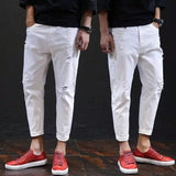 White Jeans Men Ripped Harem Denim Distressed Pants Spring Summer Male Plus Size 38 40 42 Boys Cowboy Trousers