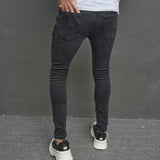 2024 Men High street Stylish Ripped Hip hop Casual Skinny Pencil Jeans Male Stretch Holes Slim Denim Trousers