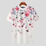 Riolio Men's Floral Printed T-shirt Summer Short Sleeve Fashion O Neck Slim Tees for Men Casual Streetwear S-5XL Vintage Leisure