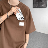 Riolio Summer Short Sleeve T-shirt Men Fashion Oversized Ice Silk T Shirt Men Streetwear Hip Hop Loose O-Neck Pocket Tshirt Mens Top