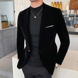 Riolio Spring Velvet Blazer Men Fashion Casual Blazer Men Wedding Groom Singer Costume Slim Blazer Formal Brand Dress Homme 5XL-M