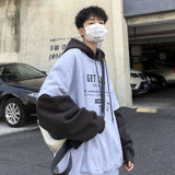 Men's Hoodie Patchwork Long Sleeve Harajuku Letter Printing Korean Fashion Streetwear Man Sweatshirts HIP HOP Trend  Hoodies Men