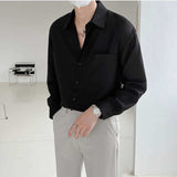 Riolio Spring New Senior Long Sleeve Button Down Shirts for Men Korean Fashion Loose Drape Solid Color All-match Men's Shirt Blouse