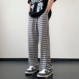 Privathinker Summer Ice Silk Loose Plaid Men Casual Pant Harajuku Wide Leg Trousers Fashion Brand Large Size Male Bottoms