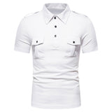 M-5XL Summer New Men's Polo Neck Short Sleeve T-shirt Multi Pocket Workwear Half Sleeve POLO