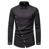 Riolio European Version Luxury Gold Embroidery Shirts for Men High Quality Fabric Micro-elasticity Western Cowboy Long Sleeves Shirt