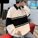 Riolio Sweatshirts Men Spring Loose Fashion Thick Patchwork Students All-match Handsome Clothing Outwear Clothes Gentleman Oversize