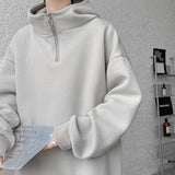 Riolio Hooded Zipper Men's Sweatshirts Turtleneck Solid Color Fashion Brand Hoodies Large Size Casual Male Pullovers 5XL