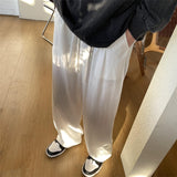 Riolio Summer Men's Casual Pants Loose Ice Silk Pants Simple and Comfortable Home White Casual Pants Baggy Sports Pants Black Gray Pink