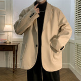 Riolio Men's Woolen Blazers Fashion Korean Clothing Cotton Padded Thicken Male Casual Suit Solid Color Luxury Coats