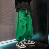 Riolio Green Waffle Lantern Pants Men Y2K Black Cargo Trousers Male Loose Casual Sweatpants Japanese Streetwear Hip Hop Pockets