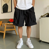 Men Summer Cargo Shorts Loose Hip Hop Harajuku Straight Streetwear Japanese Retro High Street Pockets Military Army Male