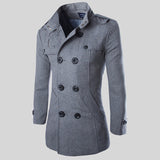 2024 Autumn Men Boutique Black Gray Classic Solid Color Thick Warm Coats Men's Extra Long Trench Coat Male Jacket