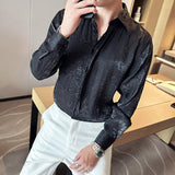 Riolio Summer Fashion Pleated Design Floral Shirt Men's Long Sleeve Slim Casual Shirts Ice Silk Gradient Sunscreen Clothes Shirts