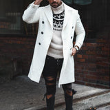 Trendy Men Overcoat Man Men Windbreaker Long Sleeve Coldproof Thick Buttons Windbreaker Woolen Jacket