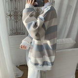 Long-sleeved striped T-shirt men's Korean loose hip hop top trend all-match handsome Hong Kong style O-neck casual sweatshirt