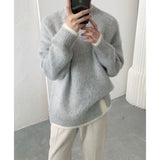 Riolio New Harajuku Fake Two-piece Sweaters Men Woolen Autumn and Winter Japanese Casual Loose Christmas Sweater for Men Pullovers