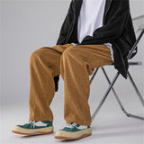 Riolio Men's Corduroy Pants Trendy Brand Loose Straight Pants Korean Wide Leg Pants Couple Style Home Casual Pants Beige Black Brown