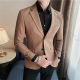 Riolio British Style Business Casual Suit Jacket Men Fashion High Sense Bright Face Slim Fit Blazers Wedding Party Dress Blazer