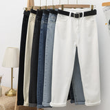Riolio New Loose Vintage Blue High Waist Jeans Women's Harem Pants Stretch Washed Mom Jeans Tall and Thin Wide Leg Pants Black White