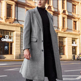 Korean Trend Men's Loose Casual Single-breasted Overcoat Autumn Winter Fashion New Long Sleeve Woolen Long Coat