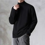 Spring Autumn Winter Solid Casual Plush Turtleneck Men's Loose Bottom Double Faced Velvet Sweater Simple Warm BigSize