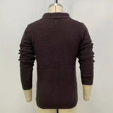 Mens Stand Collar Knitted Coat Long Sleeve Sweater Cardigan Jacket Solid Color Thick Warm Casual Brown Sweatercoat