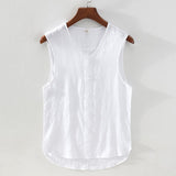 Riolio Summer New Linen T-Shirts for Men Solid O-neck Short Sleeve T Shirt Tops Man Tees