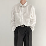 New Men Clothing Korean Fashion Luxury Satin Sexy Shirt Men Long Sleeve Business Button Up Shirt Loose Formal Blouse