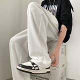 Riolio Summer Pleated Pants Men Fashion Oversized Wide Leg Pants Men Japanese Streetwear Hip Hop Loose Straight Pants Mens Trousers