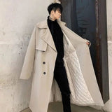 Riolio Fashion Casual Overcoat Men's Autumn Winter Cotton Warm Windbreaker Long Handsome Student Loose Coat Top Trench Men Clothes