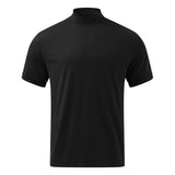 Riolio Tight Solid Color T-shirt Casual Streetwear High-neck Short-sleeved Bottoming Tees S-5XL Summer Luxury Clothing