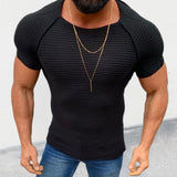 Leisure Solid Color Slim Knit Tops Men's Clothing Spring Summer Short Sleeve O Neck Casual T Shirts Men Fashion Streetwear