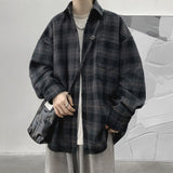 New Plaid Shirt For Men Harajuku Vintage Loose Unisex Casual Blouses Japanese Style Male Cardigan Clothing