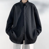 High-quality striped shirt men's spring and autumn niche design pleated loose casual long-sleeved shirt youth jacket 4XL 5XL