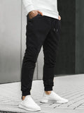 Men Drawstring Waist Slant Pocket Sweatpants